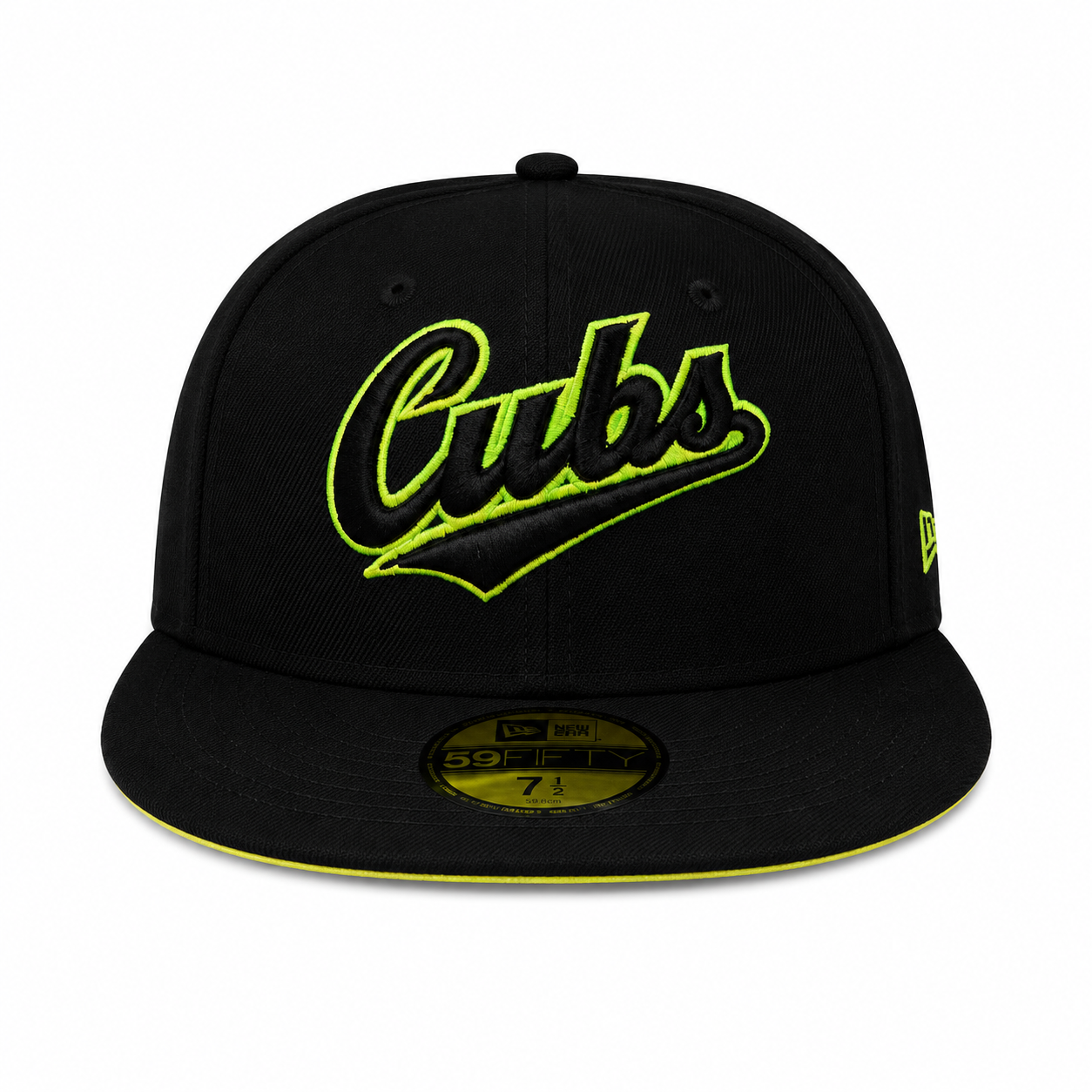 Chicago Cubs New Era Cooperstown Collection Gotham Black & Yellow 59FIFTY Fitted Hat