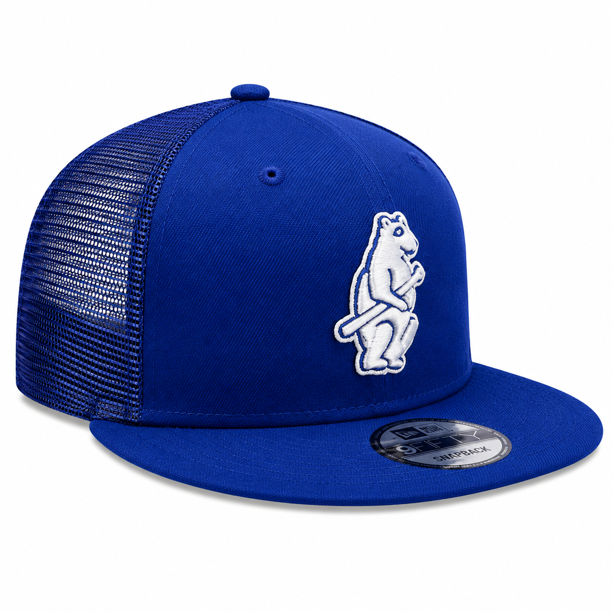 Chicago Cubs New Era Classic Cooperstown Collection Blue 9FIFTY Mesh Trucker Snapback Hat