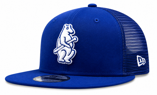 Chicago Cubs New Era Classic Cooperstown Collection Blue 9FIFTY Mesh Trucker Snapback Hat