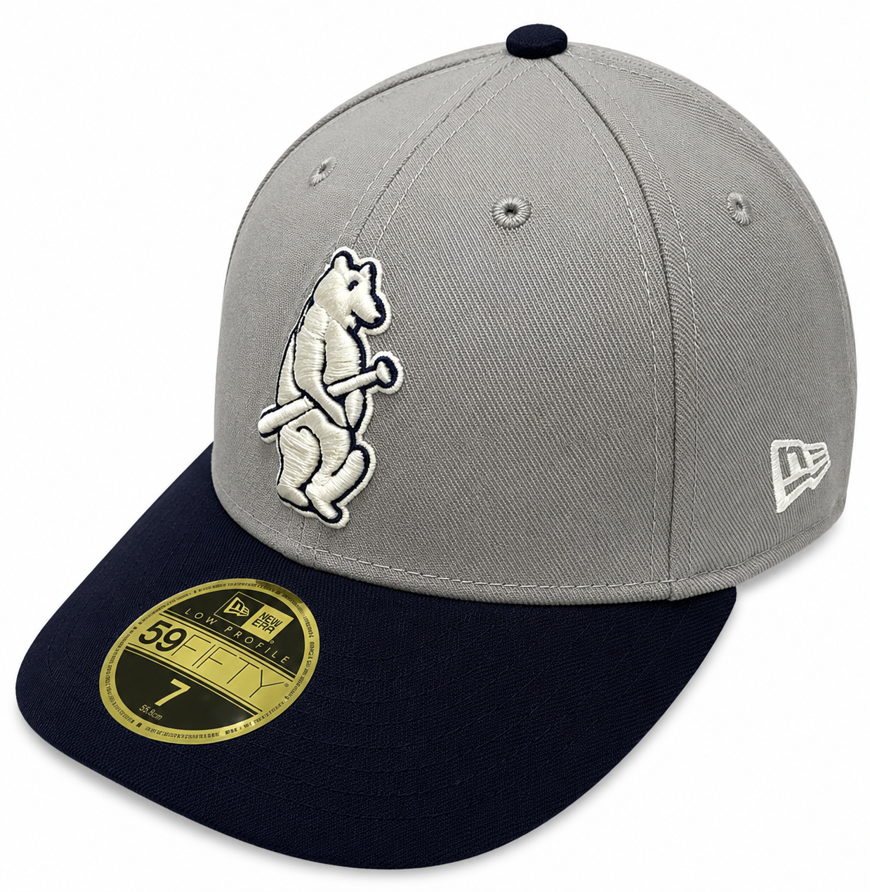 Chicago Cubs Cooperstown Collection Gray/ Navy 59FIFTY Low Crown Fitted Cap By New Era