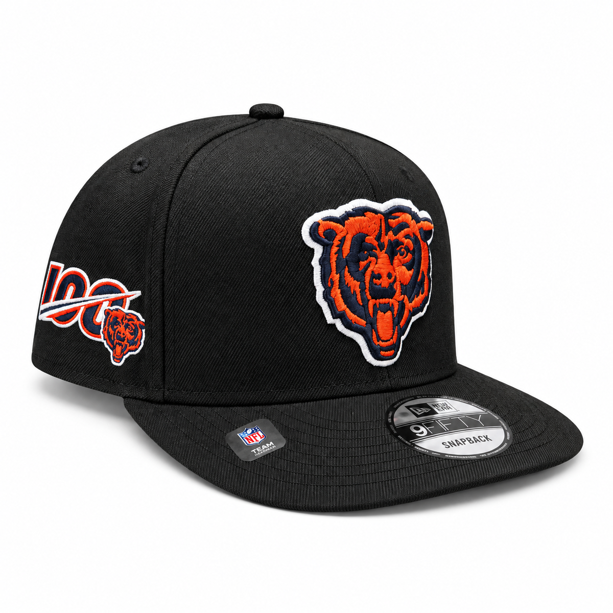 Men's Chicago Bears New Era Primary Logo 100 Year Side Patch A-Frame 9FIFTY Snapback Hat