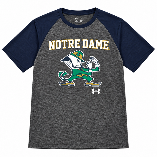 Youth Notre Dame Fighting Irish Graphite/Navy Heatgear Performance Tee