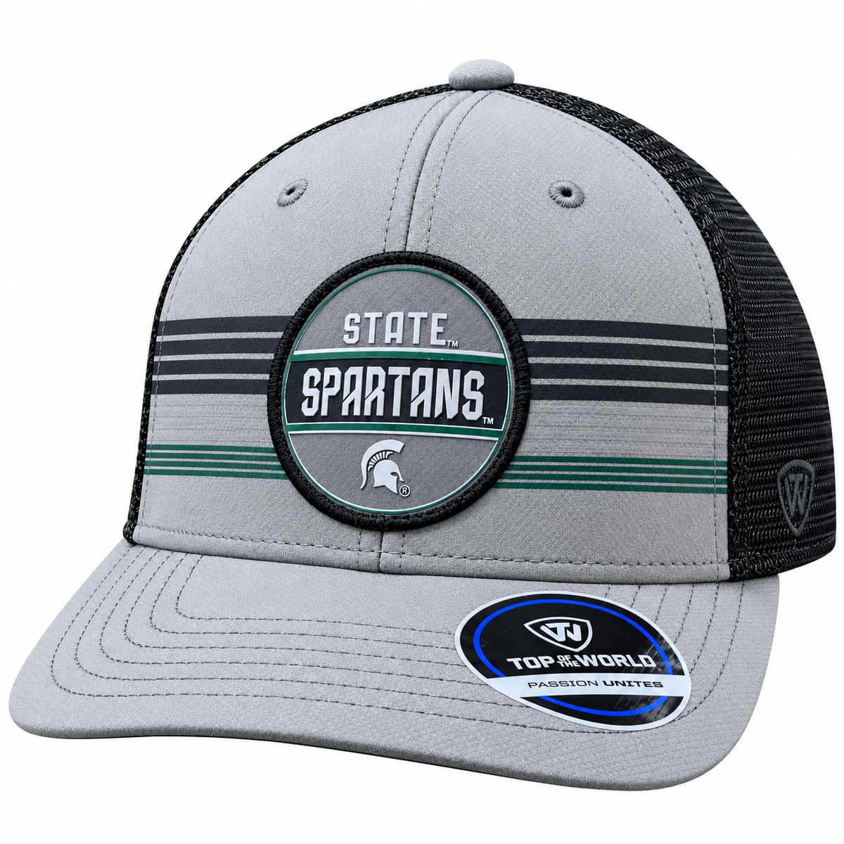 Michigan State Spartans Top of the World Gray/Black Trucker Adjustable Snapback Hat