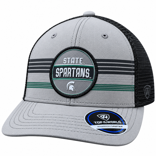Michigan State Spartans Top of the World Gray/Black Trucker Adjustable Snapback Hat