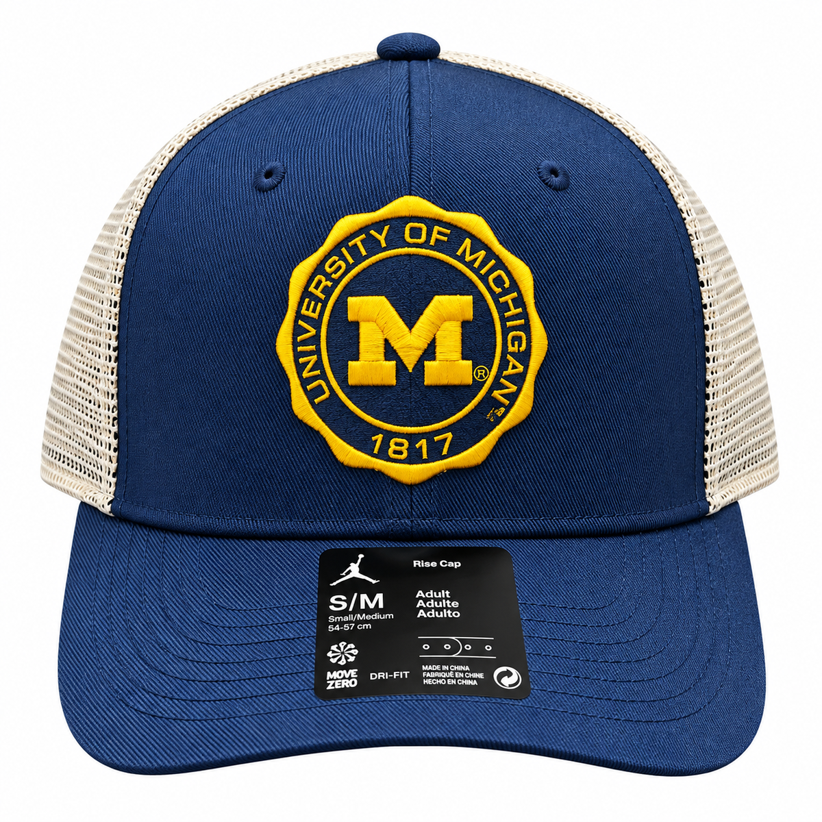Michigan Wolverines Nike Navy Rise Trucker Crest Adjustable Hat