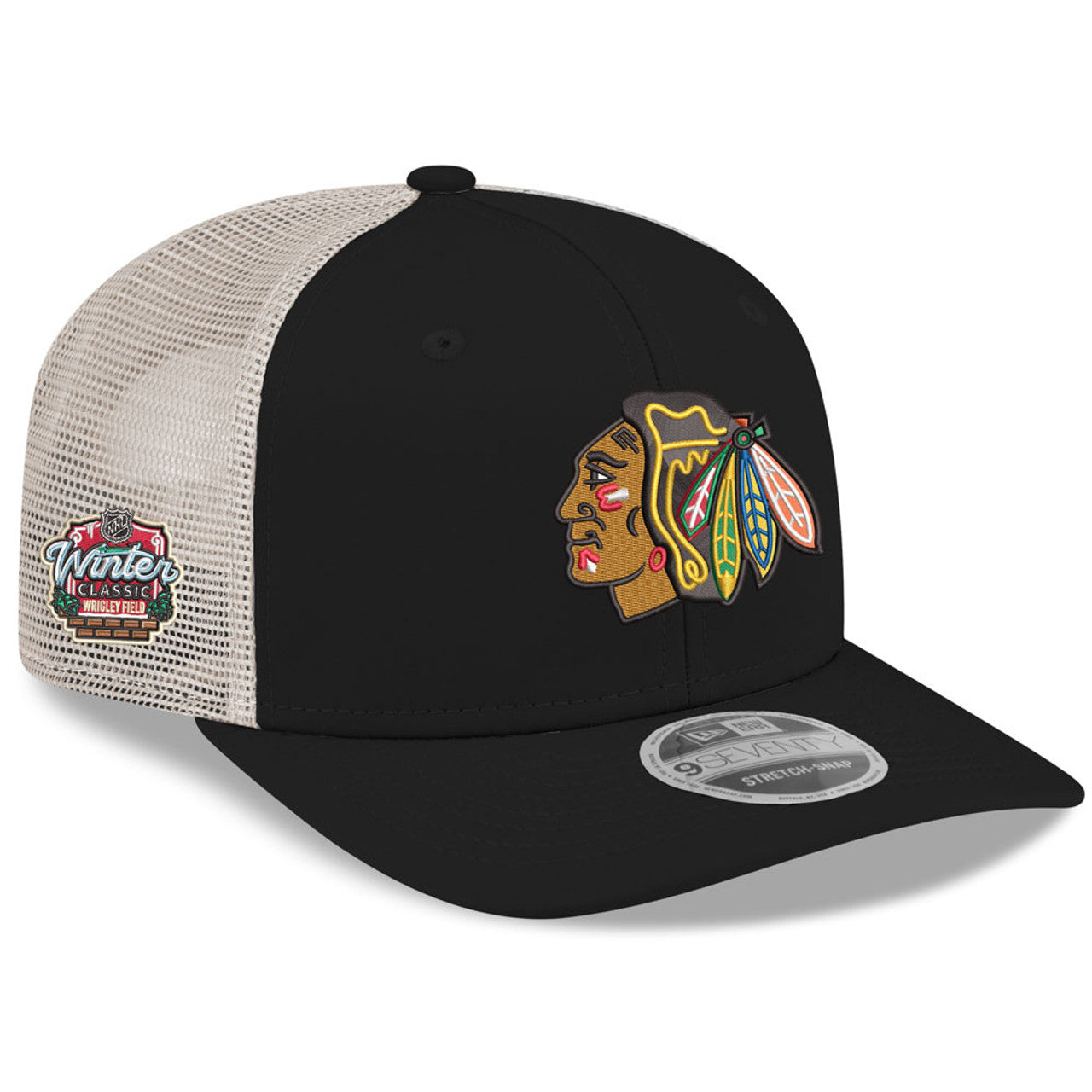 Men's Chicago Blackhawks New Era Black/Stone 2024 Winter Classic 9SEVENTY Trucker Hat