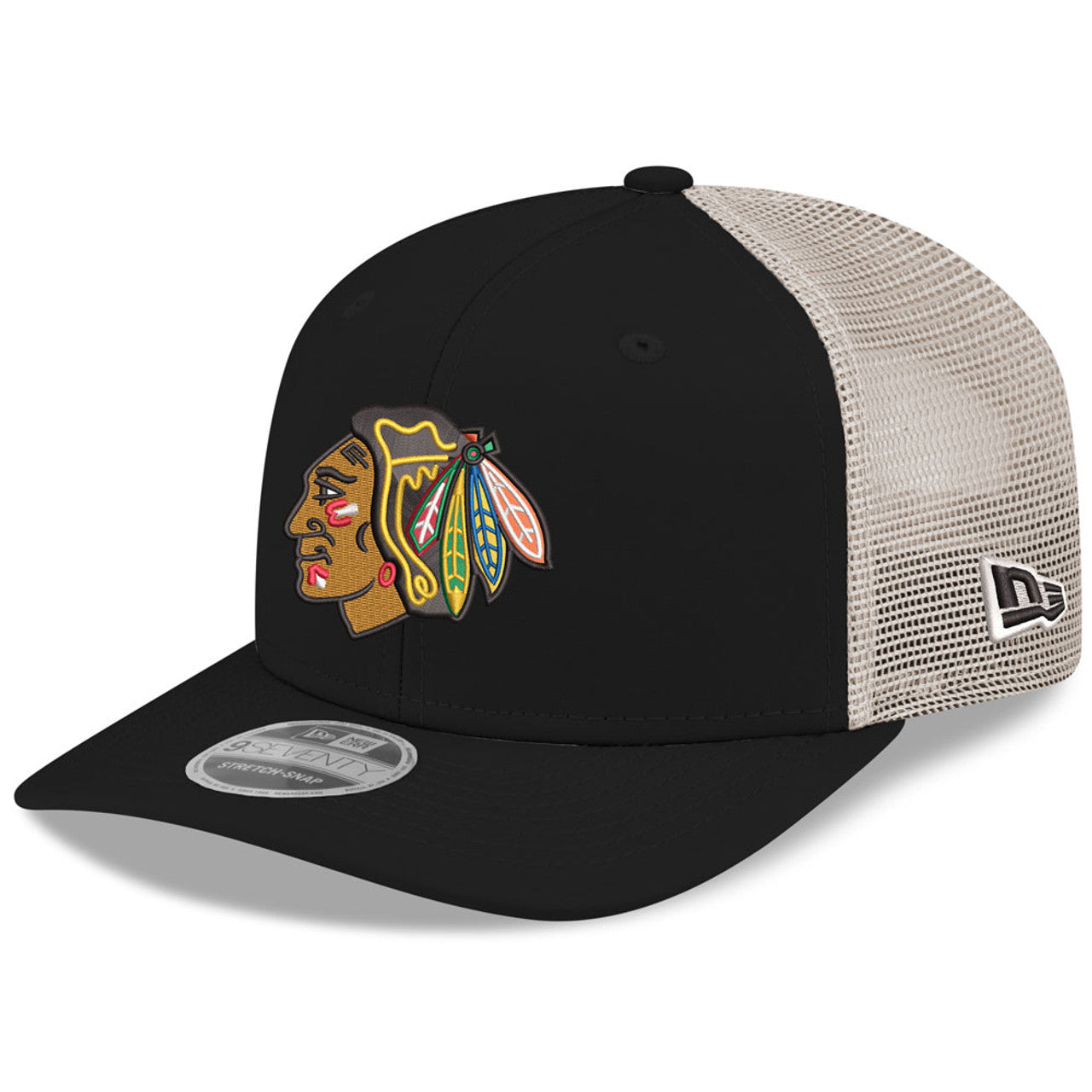 Men's Chicago Blackhawks New Era Black/Stone 2024 Winter Classic 9SEVENTY Trucker Hat