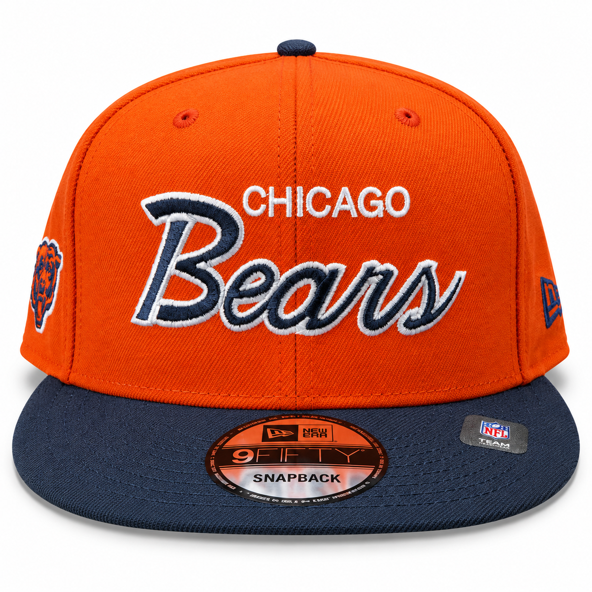 Chicago Bears New Era Orange Script 9FIFTY Nightshift Adjustable Snapback Hat