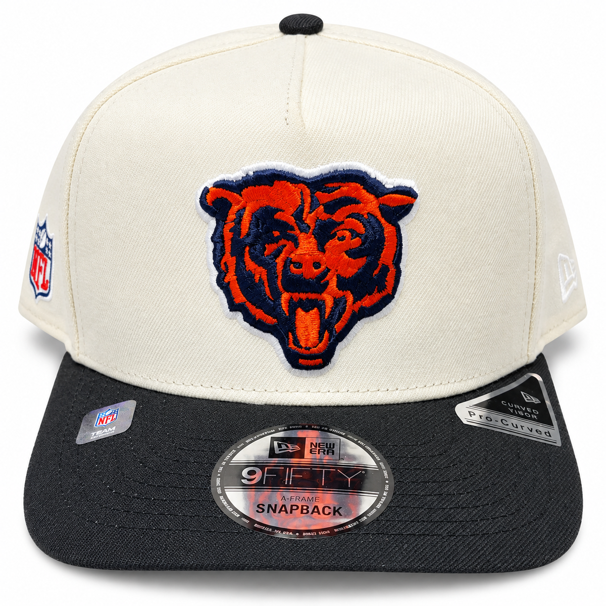 Men's Chicago Bears New Era Primary Logo Chrome/Black A-Frame 9FIFTY Snapback Adjustable Hat