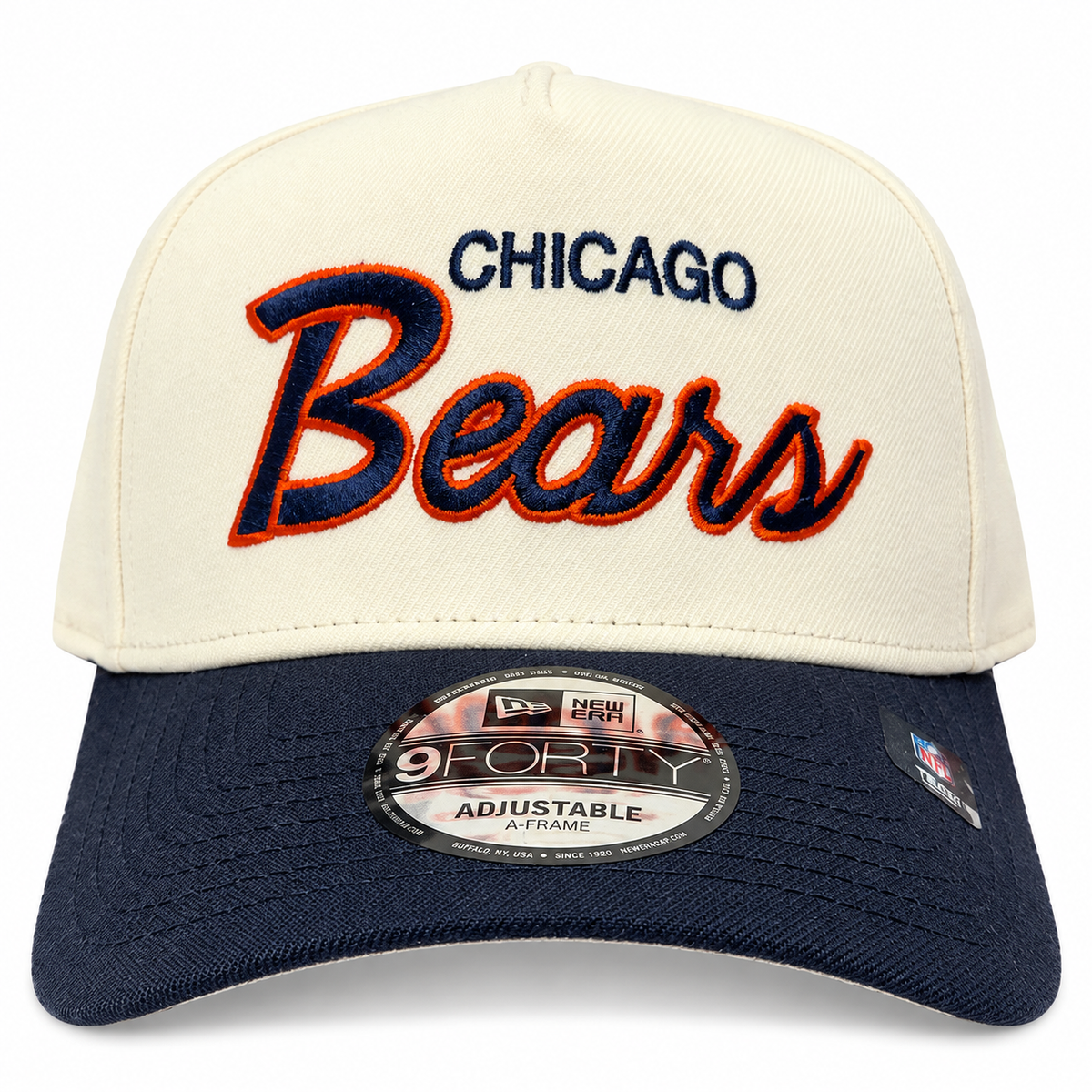 Men's Chicago Bears New Era Script Chrome A-Frame 9FIFTY Snapback Adjustable Hat