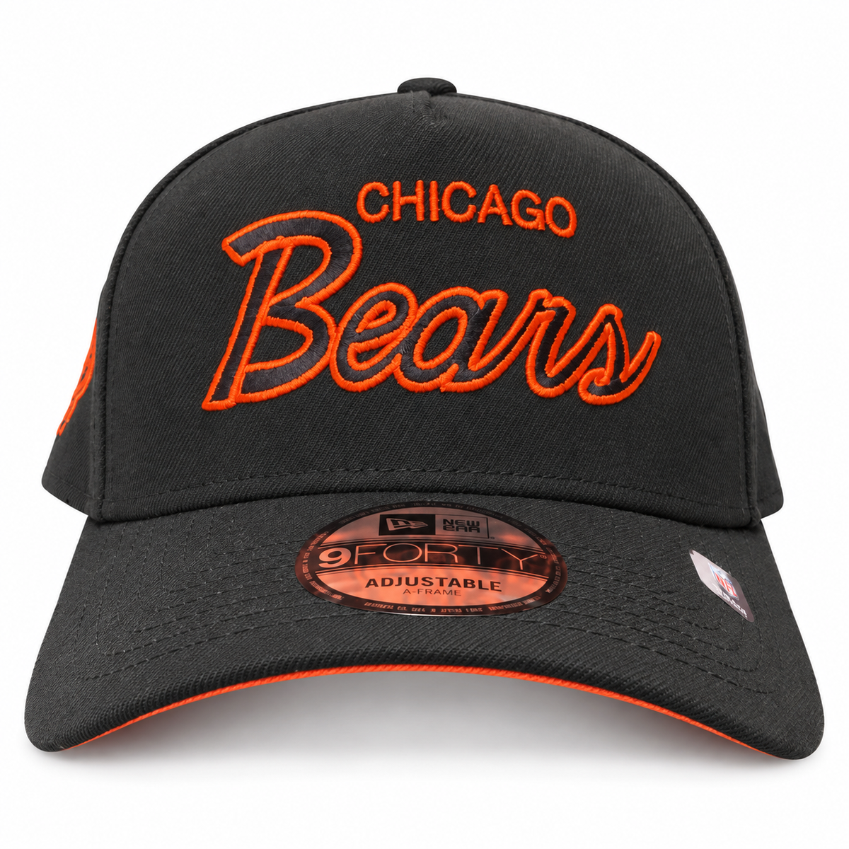 Chicago Bears New Era Black Script A-Frame 9FORTY Adjustable Hat
