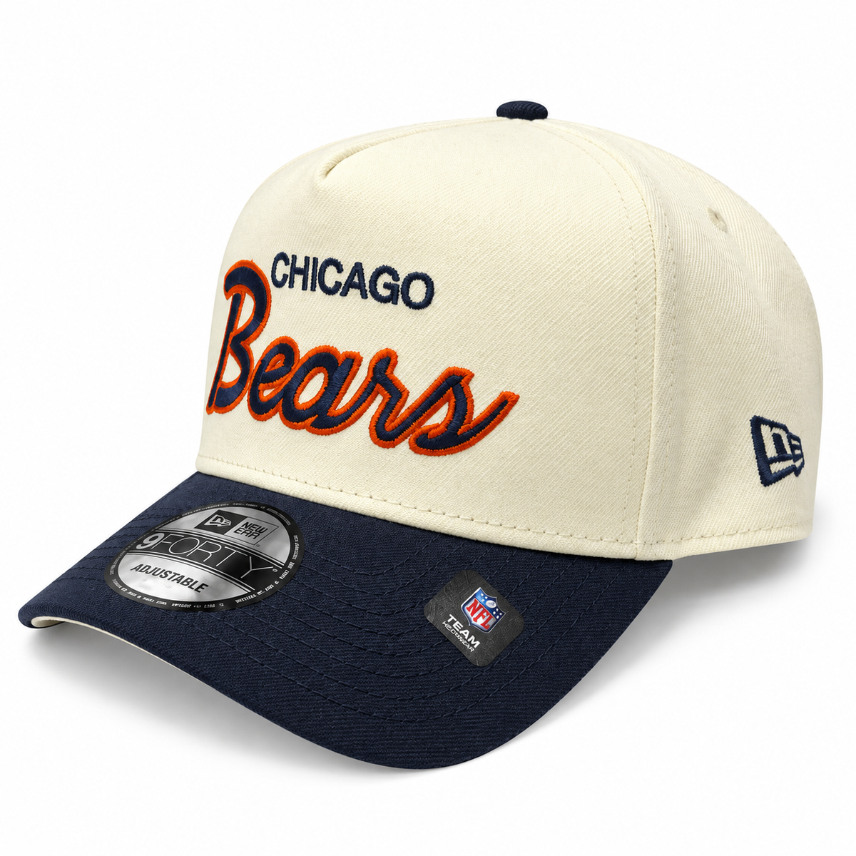 Men's Chicago Bears New Era Script Chrome A-Frame 9FIFTY Snapback Adjustable Hat