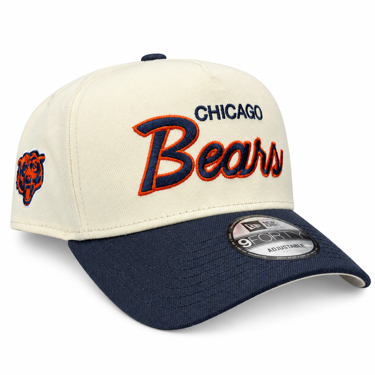 Men's Chicago Bears New Era Script Chrome A-Frame 9FIFTY Snapback Adjustable Hat