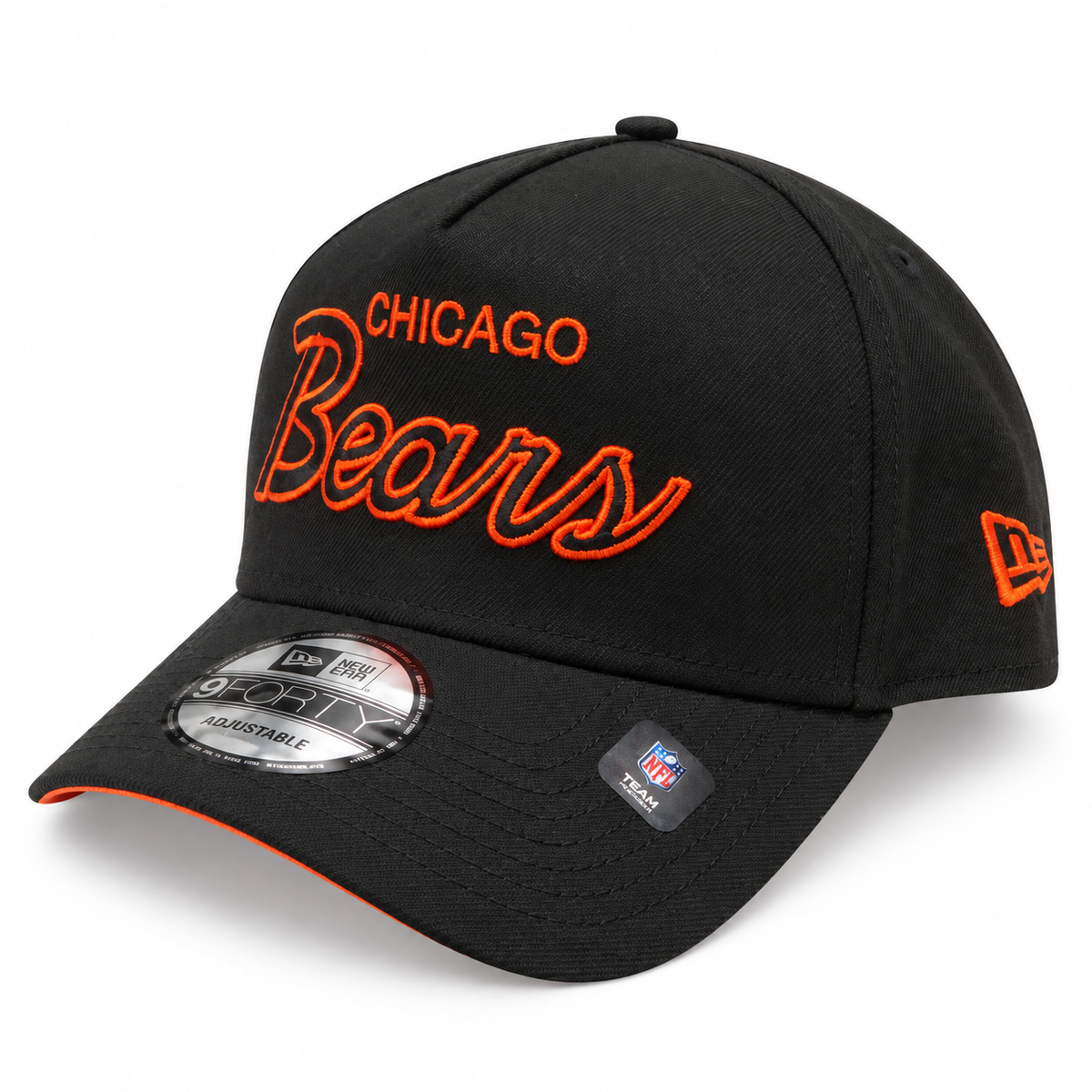Chicago Bears New Era Black Script A-Frame 9FORTY Adjustable Hat