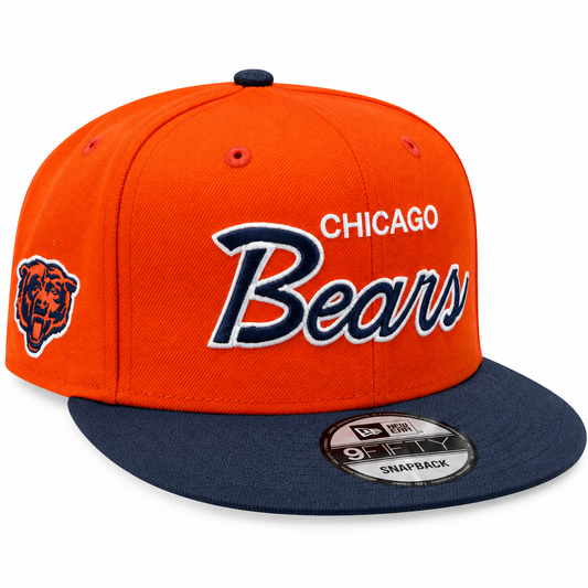 Chicago Bears New Era Orange Script 9FIFTY Nightshift Adjustable Snapback Hat