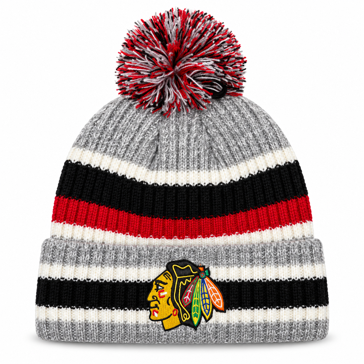Chicago Blackhawks Primary Logo Fan Pack Pom Knit