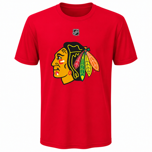 Chicago Blackhawks Red Home Youth Performance Primary Logo T Shirt