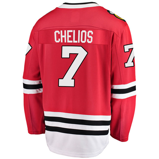Men's Chris Chelios Chicago Blackhawks Red Home Premium Twill Fanatics Breakaway Replica Jersey
