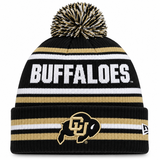 Colorado Buffaloes New Era Knit Classic Cuffed Knit Hat with Pom -Black
