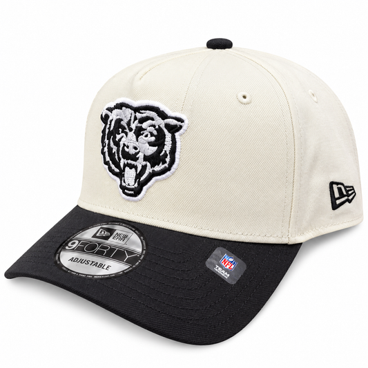 Men's Chicago Bears New Era Primary Logo Stone/Black 9Forty A-Frame Snapback Adjustable Hat