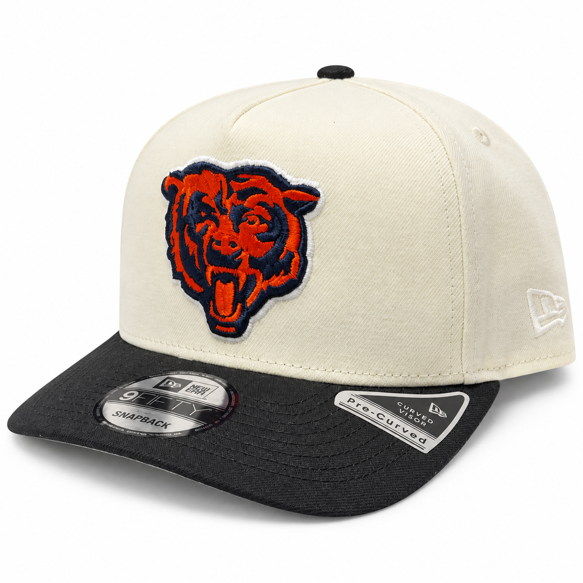 Men's Chicago Bears New Era Primary Logo Chrome/Black A-Frame 9FIFTY Snapback Adjustable Hat