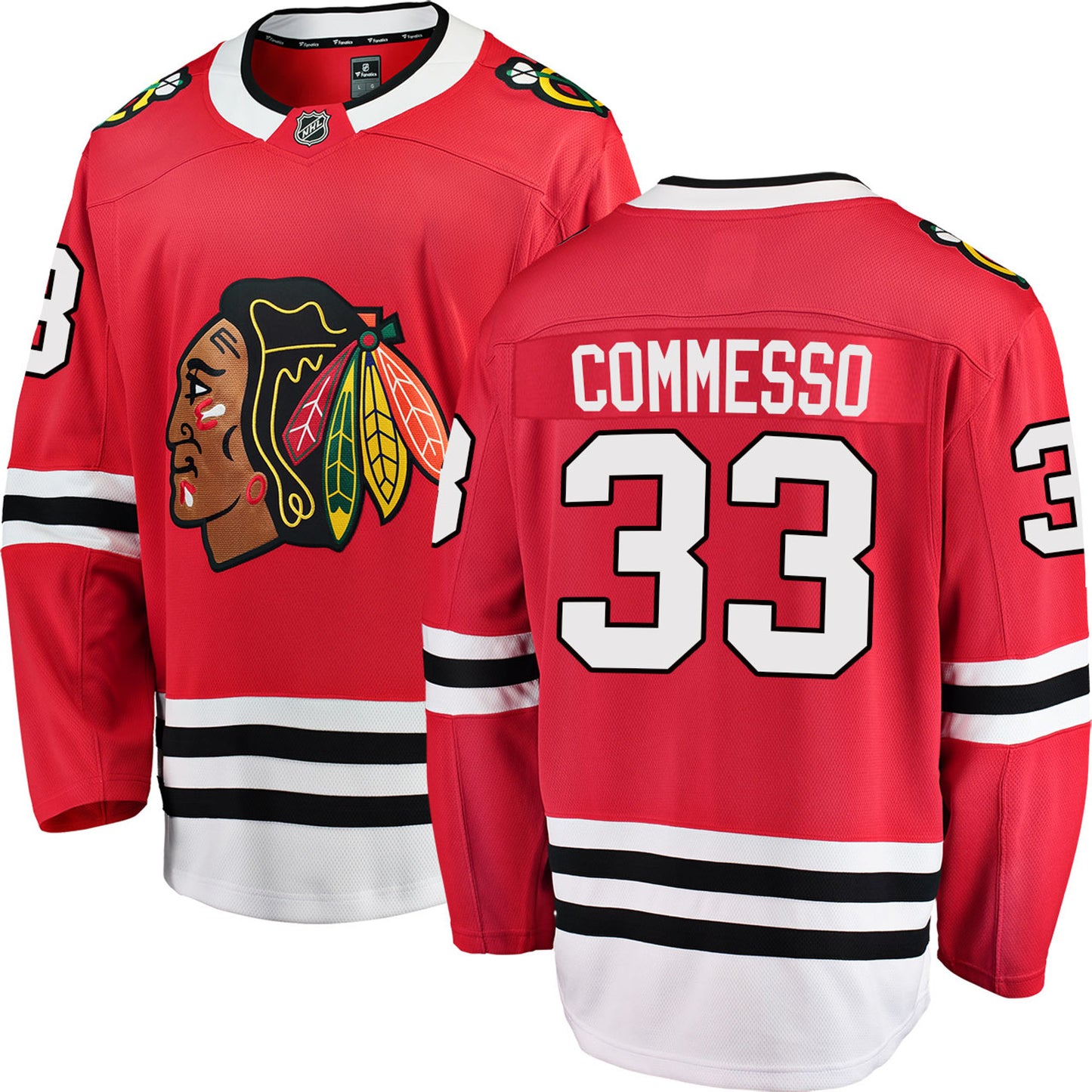 Men's Drew Commesso Chicago Blackhawks Red Home Fanatics Breakaway Premium Replica Jersey