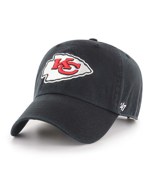 Kansas City Chiefs Black Clean Up Adjustable Hat By 47 Brand