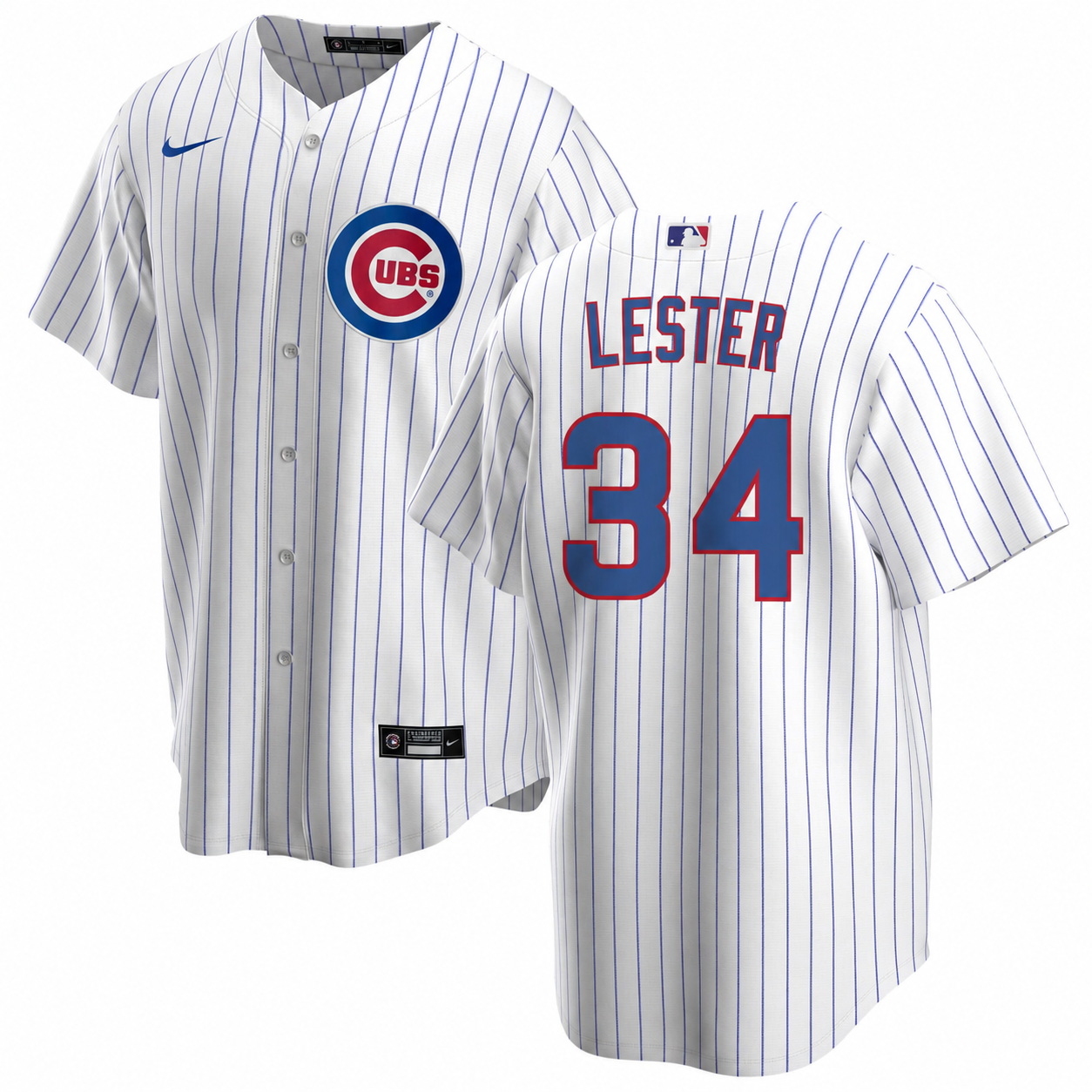 NIKE Men's Chicago Cubs Jon Lester Premium Twill White Home Replica Jersey