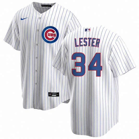 NIKE Men's Chicago Cubs Jon Lester Premium Twill White Home Replica Jersey