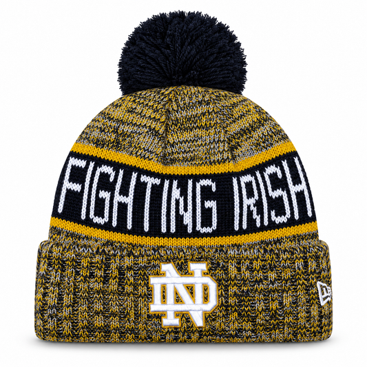 Notre Dame Fighting Irish New Era Knit ND Logo Cuffed Knit Hat with Pom