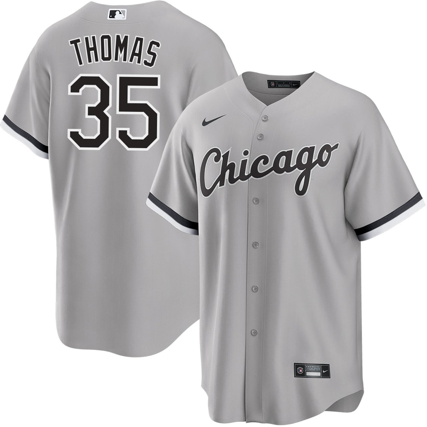 NIKE Men's Frank Thomas Chicago White Sox Road Gray Premium Stitch Replica Jersey