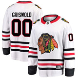 Men's Clark Griswold Chicago Blackhawks Fanatics Christmas Vacation White Breakaway Away Jersey With Authentic Pro Twill Lettering - Pro Jersey Sports