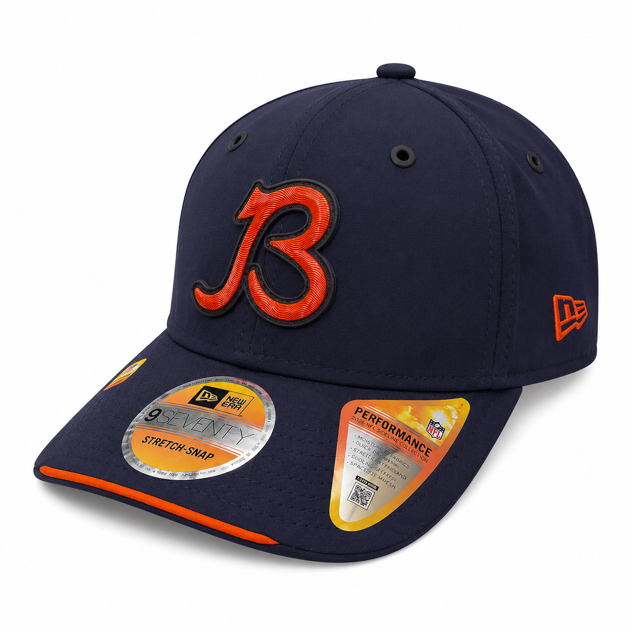 Men's Chicago Bears New Era 2026 NFL Sideline 9SEVENTY Navy 'B' Logo Adjustable Hat
