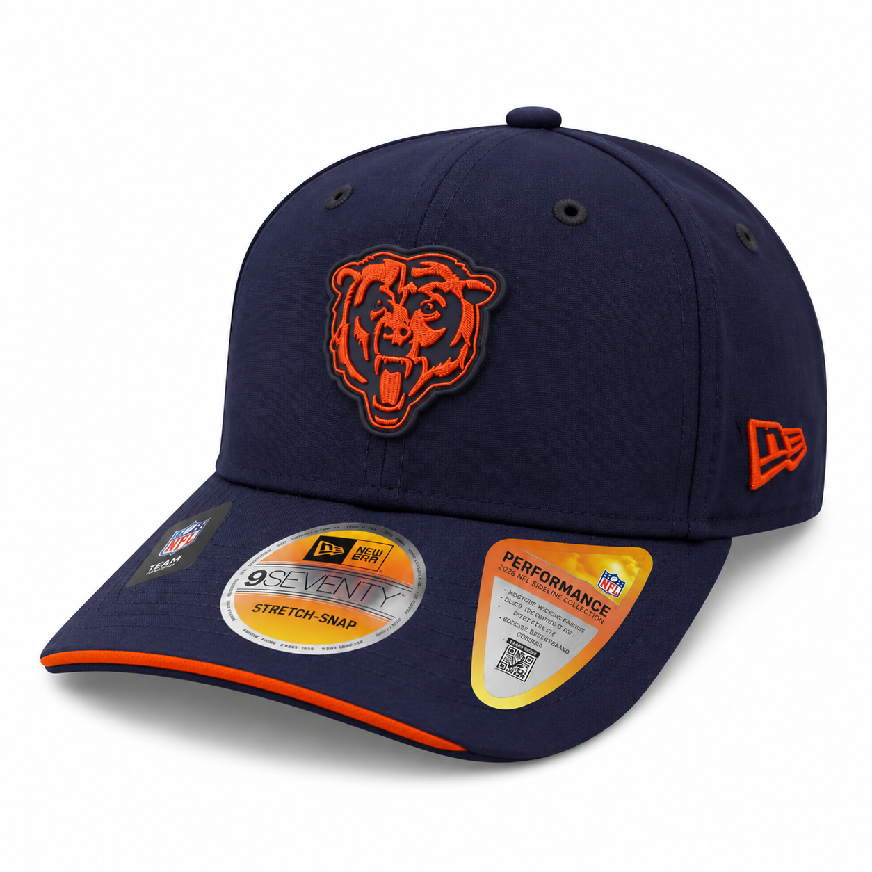 Men's Chicago Bears New Era 2026 NFL Sideline 9SEVENTY Navy Bear Logo Adjustable Hat