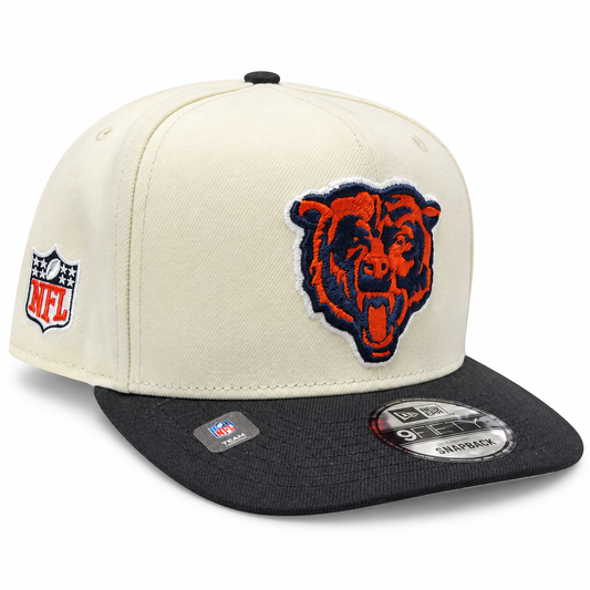 Men's Chicago Bears New Era Primary Logo Chrome/Black A-Frame 9FIFTY Snapback Adjustable Hat