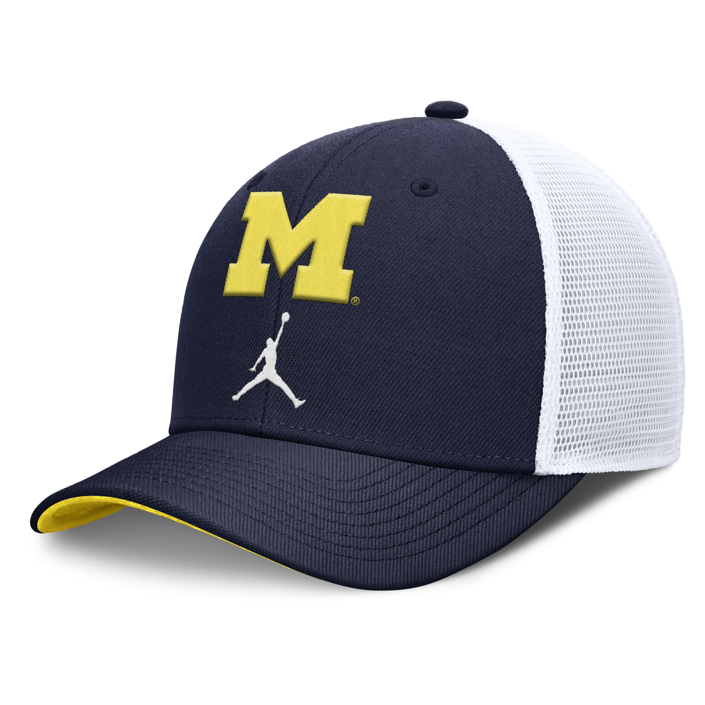 Michigan Wolverines Jordan Brand Rise Navy Adjustable Snapback Trucker Hat - Pro Jersey Sports