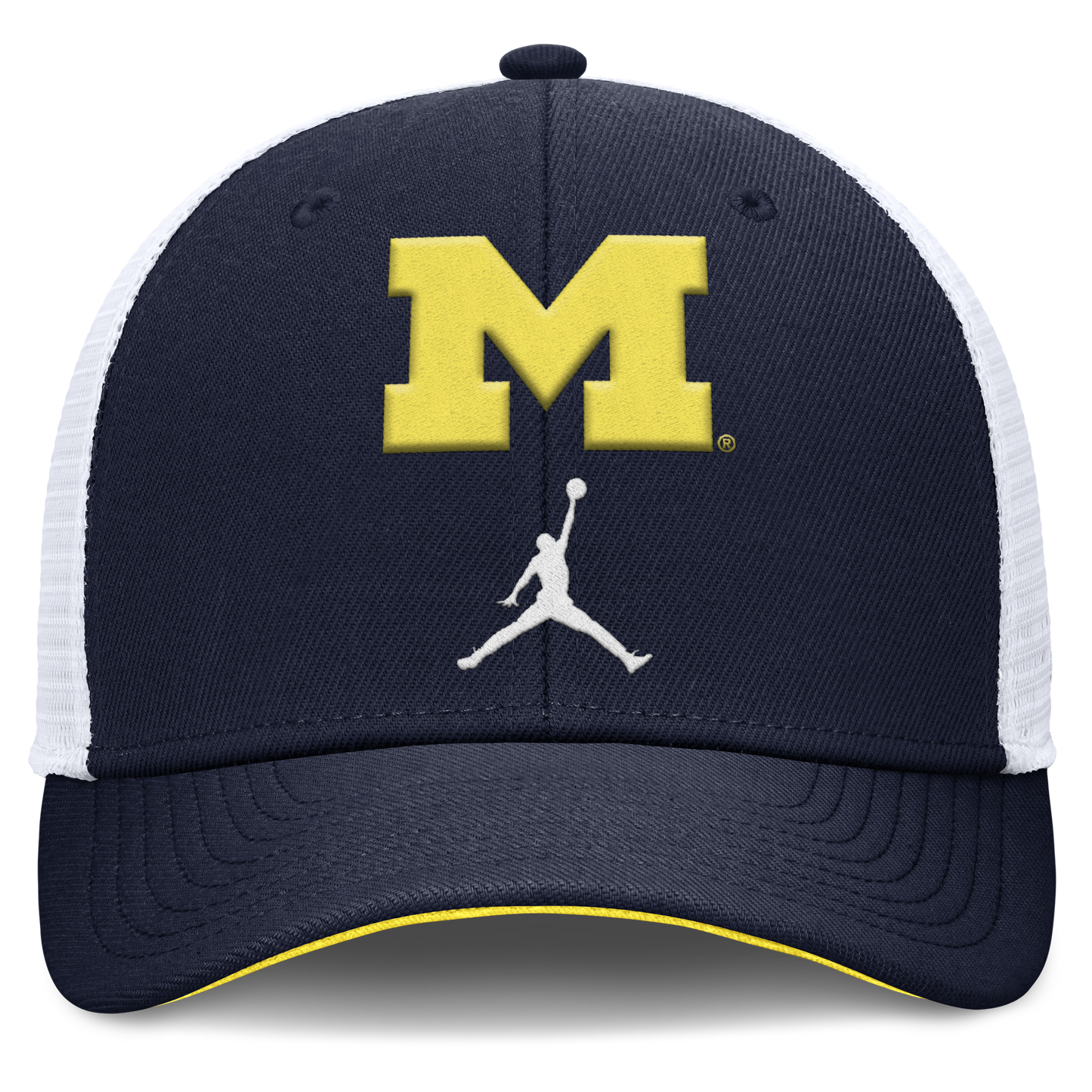 Michigan Wolverines Jordan Brand Rise Navy Adjustable Snapback Trucker Hat - Pro Jersey Sports