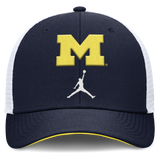 Michigan Wolverines Jordan Brand Rise Navy Adjustable Snapback Trucker Hat - Pro Jersey Sports