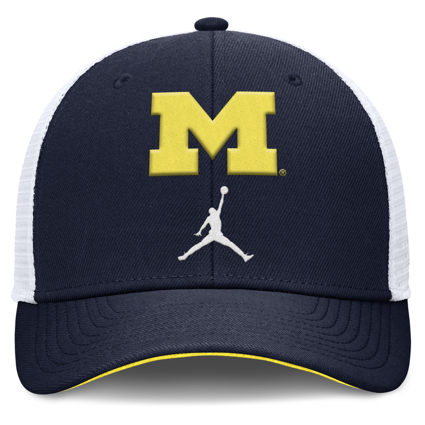 Michigan Wolverines Jordan Brand Rise Navy Adjustable Snapback Trucker Hat - Pro Jersey Sports