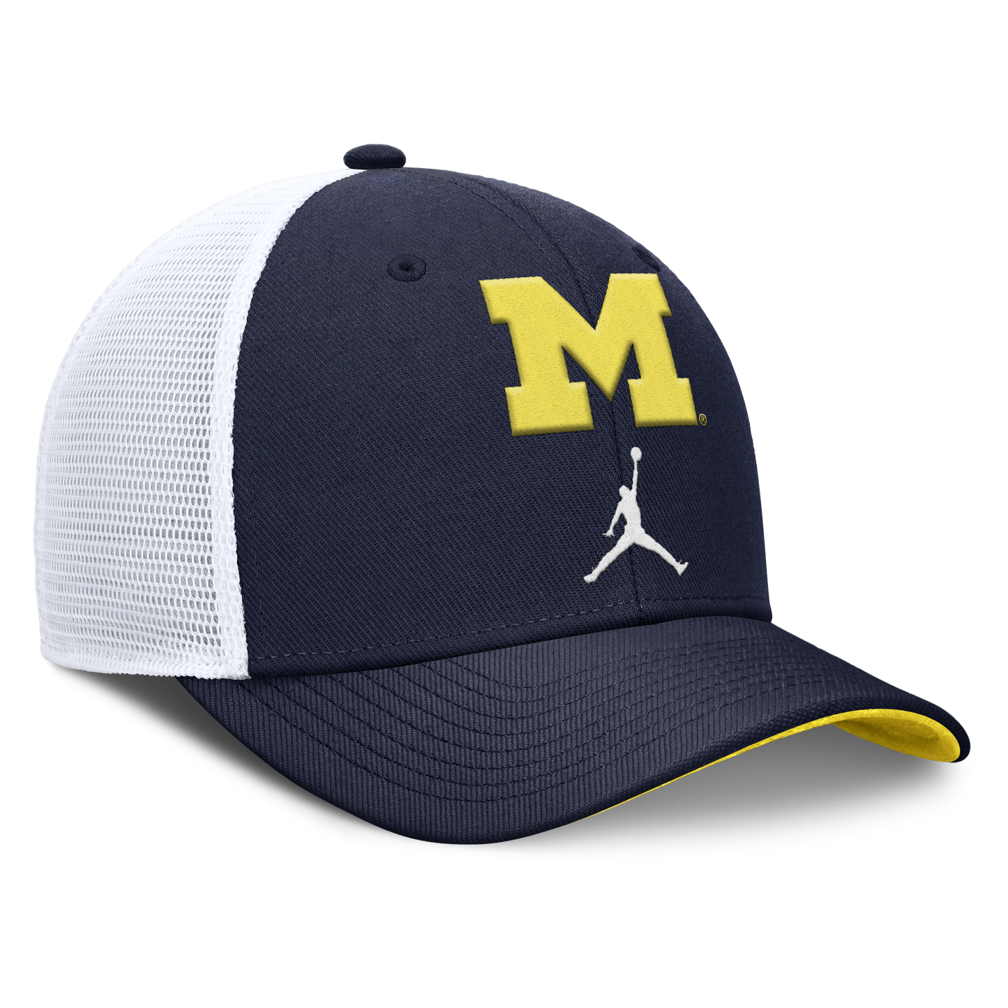 Michigan Wolverines Jordan Brand Rise Navy Adjustable Snapback Trucker Hat - Pro Jersey Sports