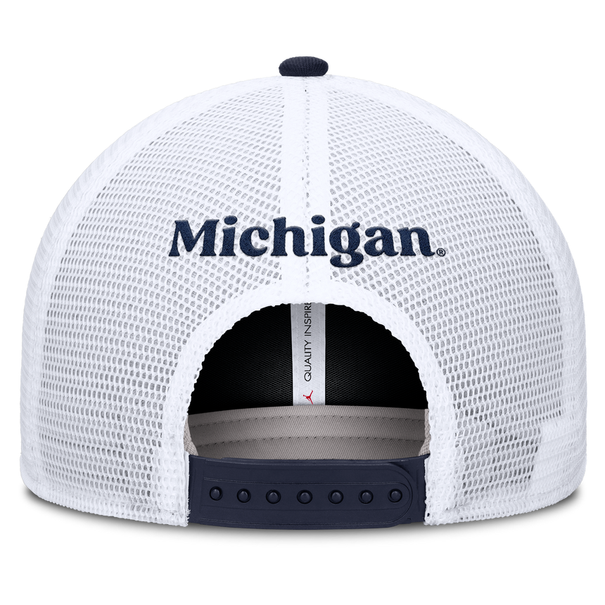 Michigan Wolverines Jordan Brand Rise Navy Adjustable Snapback Trucker Hat - Pro Jersey Sports