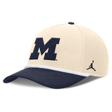 Michigan Wolverines Jordan Brand Unisex 2026 Primetime Natural 5-Panel Rope 2-Tone Rise Hat - Natural - Pro Jersey Sports