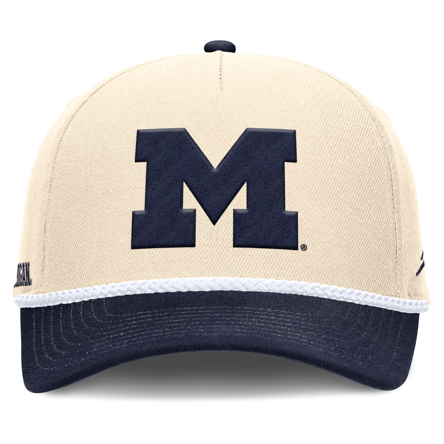 Michigan Wolverines Jordan Brand Unisex 2026 Primetime Natural 5-Panel Rope 2-Tone Rise Hat - Natural - Pro Jersey Sports