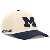 Michigan Wolverines Jordan Brand Unisex 2026 Primetime Natural 5-Panel Rope 2-Tone Rise Hat - Natural - Pro Jersey Sports