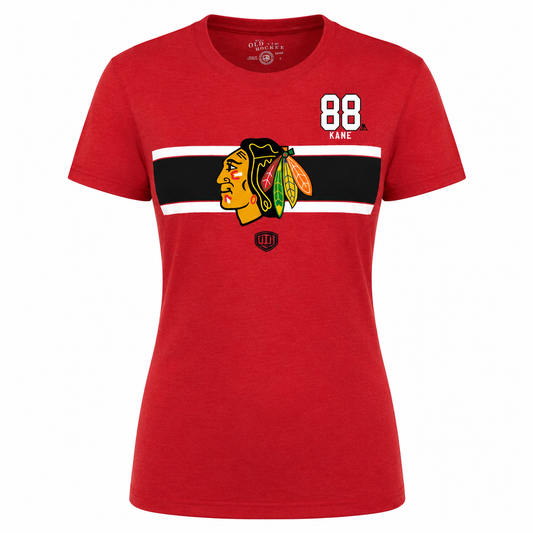 Women's Chicago Blackhawks Patrick Kane Stripes Player T-Shirt