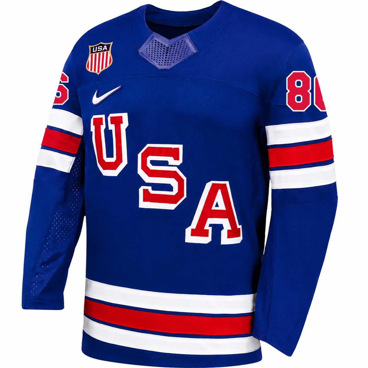 Men's Team USA Hockey Nike Jack Hughes #86 Blue Replica Jersey