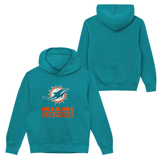 Miami Dolphins Youth Back to Basics Aqua Hoodie - Pro Jersey Sports