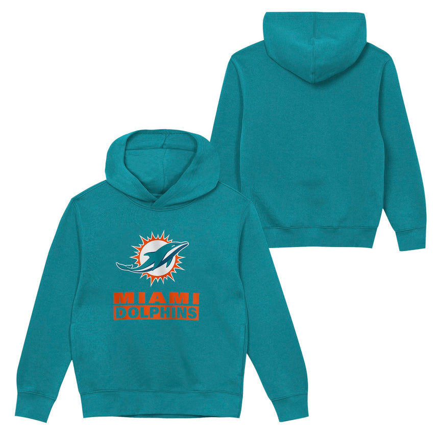 Miami Dolphins Youth Back to Basics Aqua Hoodie - Pro Jersey Sports