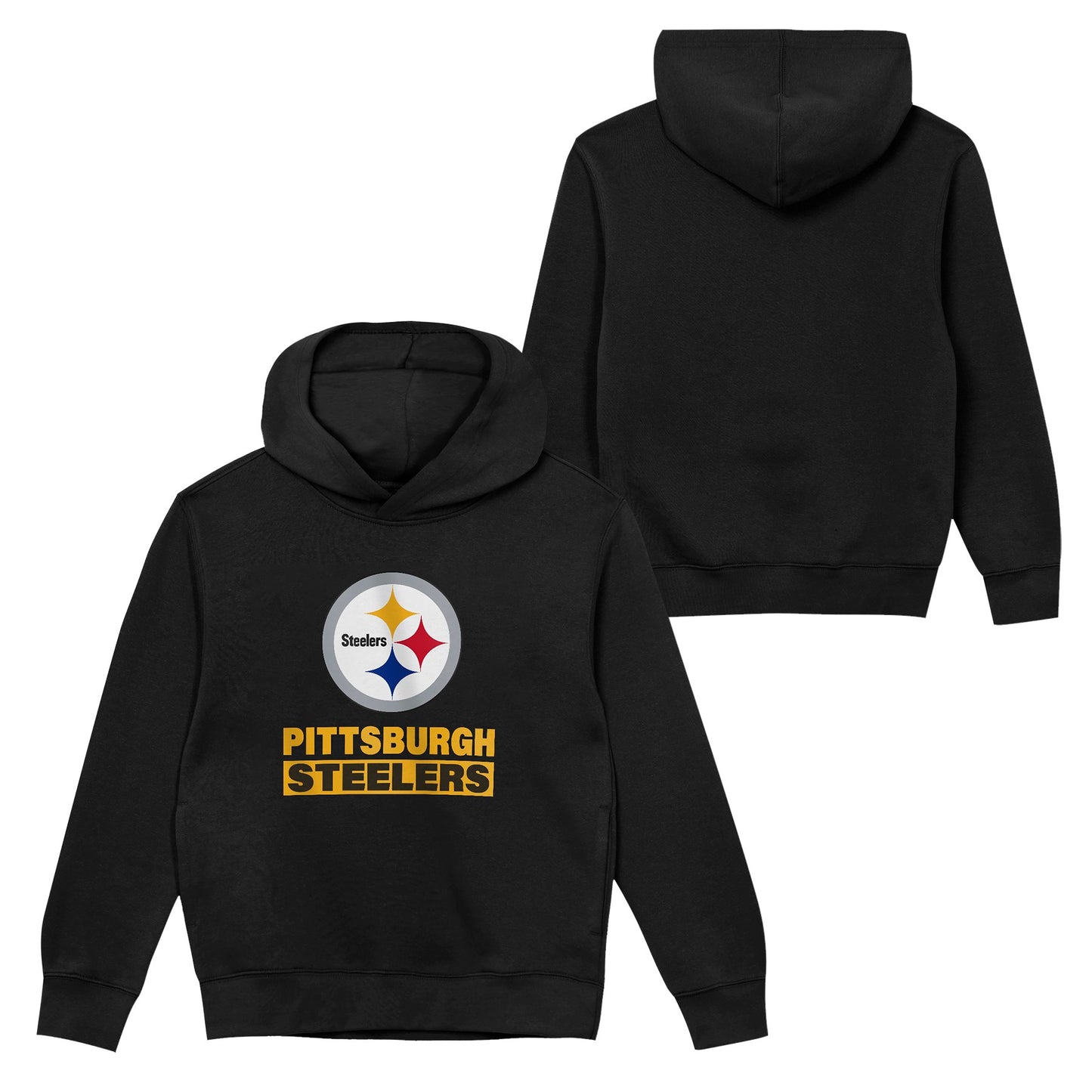 Pittsburgh Steelers Youth Back to Basics Black Hoodie - Pro Jersey Sports