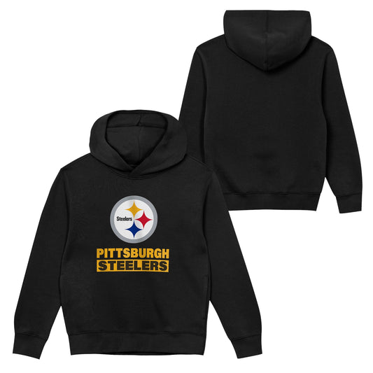 Pittsburgh Steelers Youth Back to Basics Black Hoodie - Pro Jersey Sports